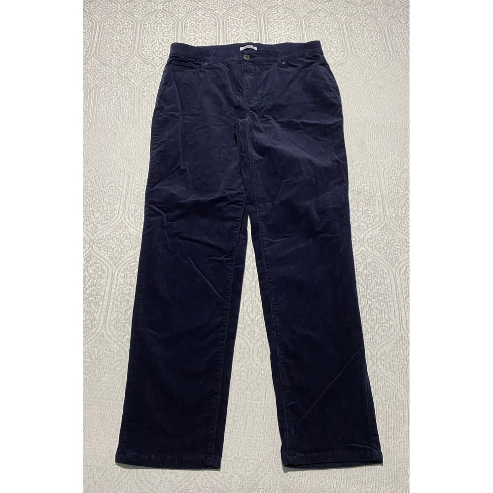 Croft & Barrow Corduroy Pants Navy Blue Straight Leg Women Size 12 A‎